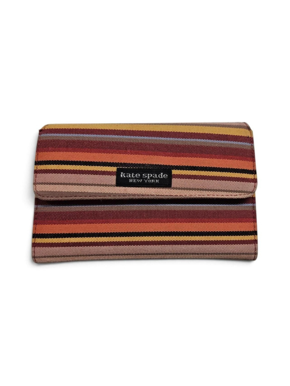 Kate Spade New York striped wallet clutch in red orange multi canvas and leather